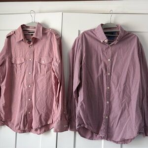 TWO men’s Banana Republic Red Check Button Down Shirts. Sz. Large